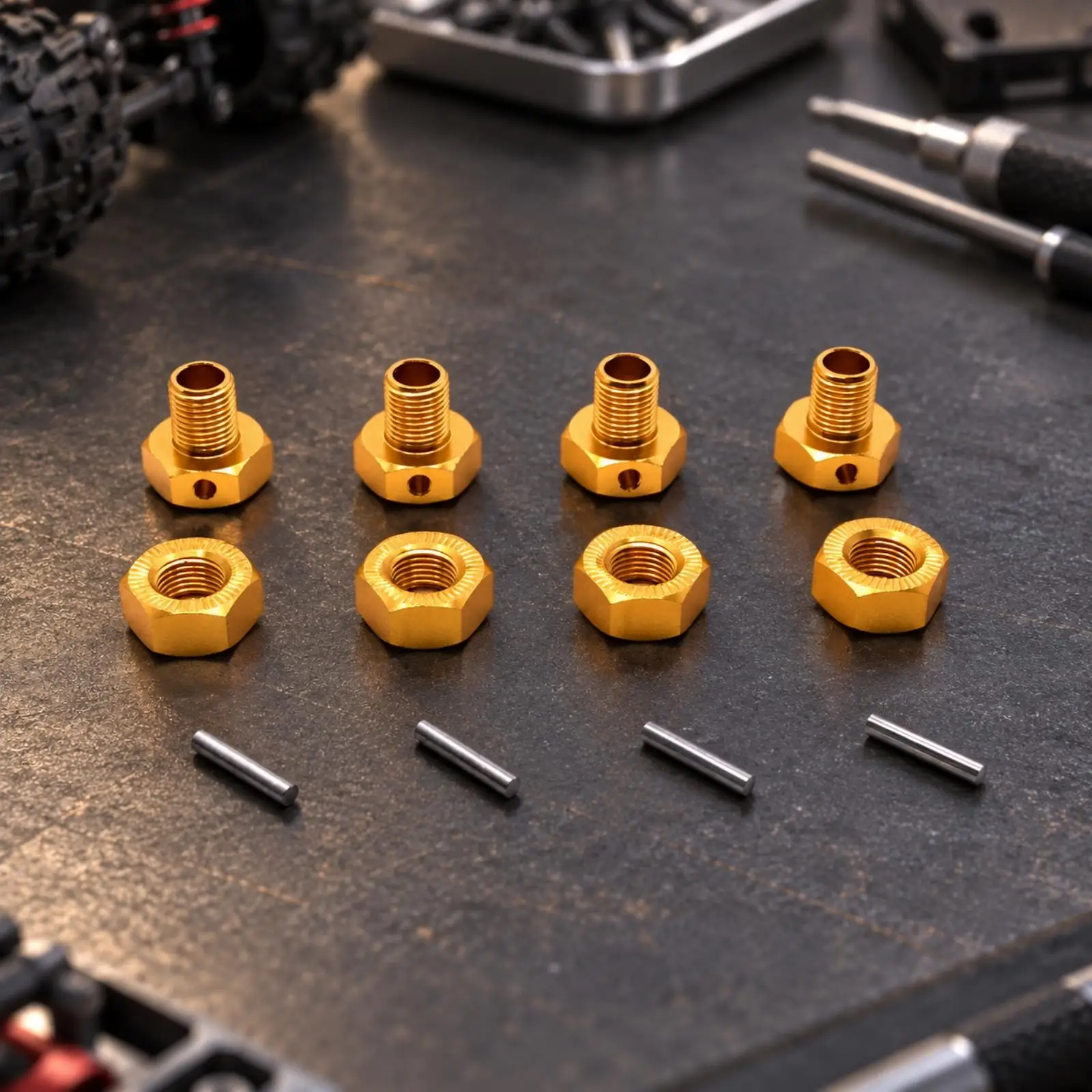 17mm Hex Metal Wheel Hub Adapter with Nut Pin for 1/10 RC Crawler Car Axle Repair