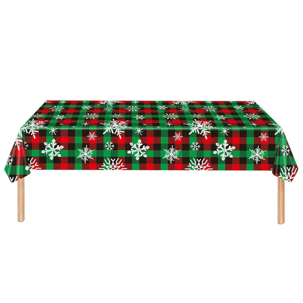 Plastic Christmas Tablecloth Snowman Snowflake Disposable Disposable Tablecloths Bronzing Table Decoration Table Cover Christmas