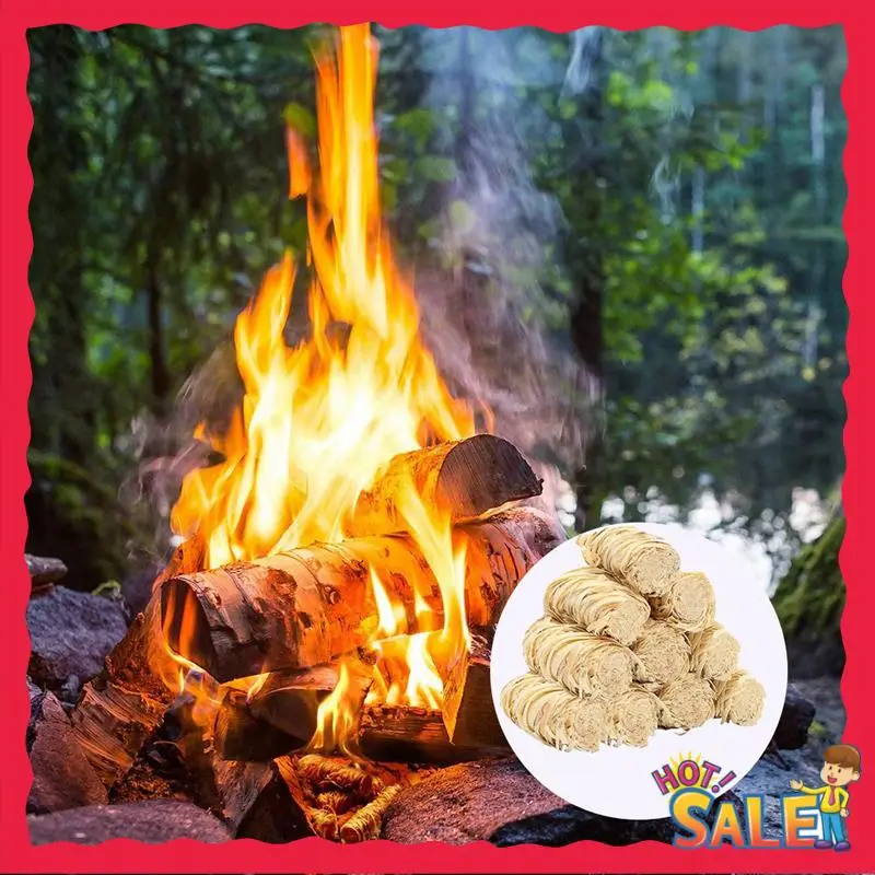 BOFO 40 PCS Fire Starter Wood Color About:5X2cm For Fireplace, Pellet Stove & Wood, Fire Pit,Smoker, BBQ,Chimney, Pizza Oven