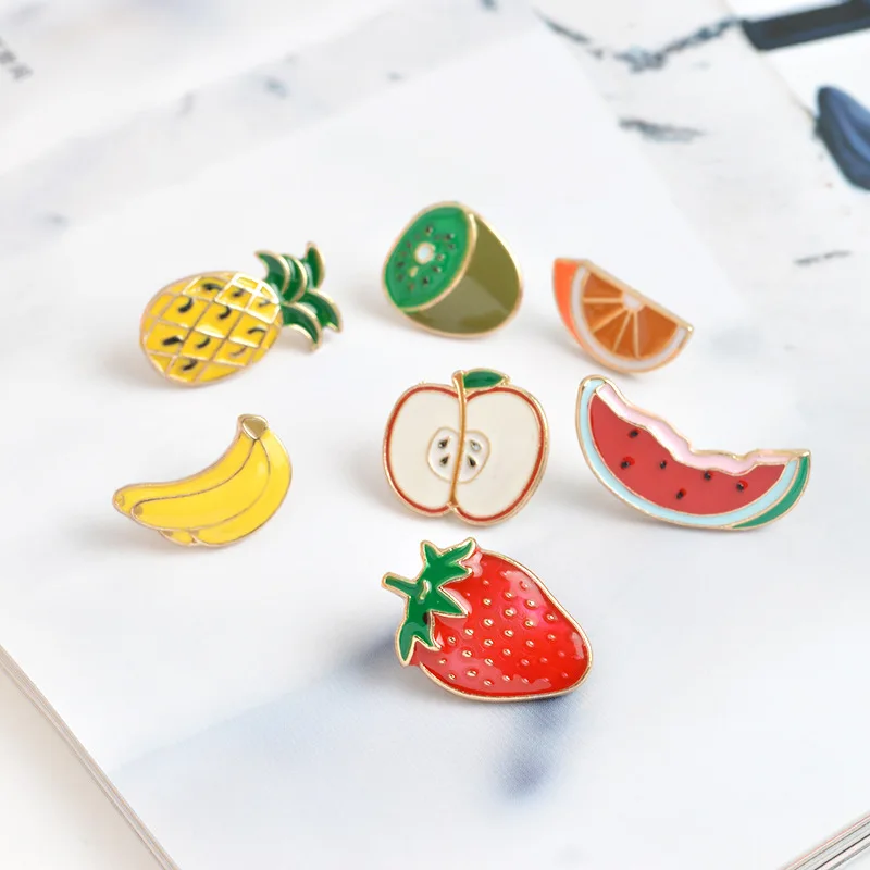 for Kids Sweet Strawberry Banana Apple Pear Enamel Pin Tasty Orange Pineapple Shaddock Slice Badge Jewelry Fresh Fruits Brooches