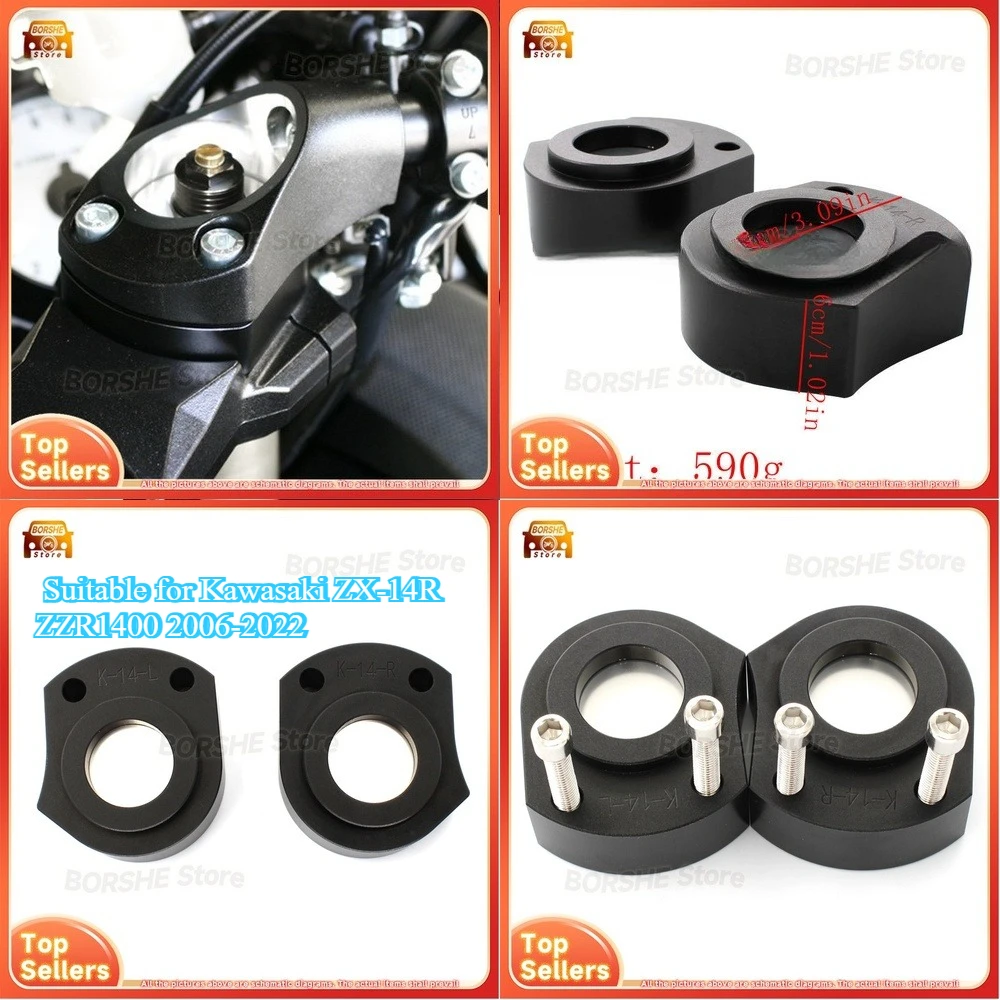 

2026 Motorcycle Handlebar Riser Mount Suitable for Kawasaki ZX-14R ZZR1400 2006-2022 Universal Fitment Handlebar Stem Extender