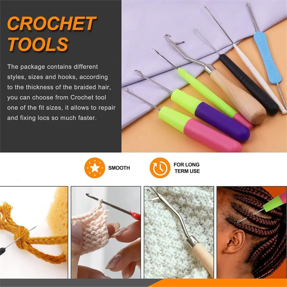 49Pcs Dreadlocks Crochet Hook Tools Kit Hair Braid & Interlocking Tool Set with Rings & Strings for Locs Crafting