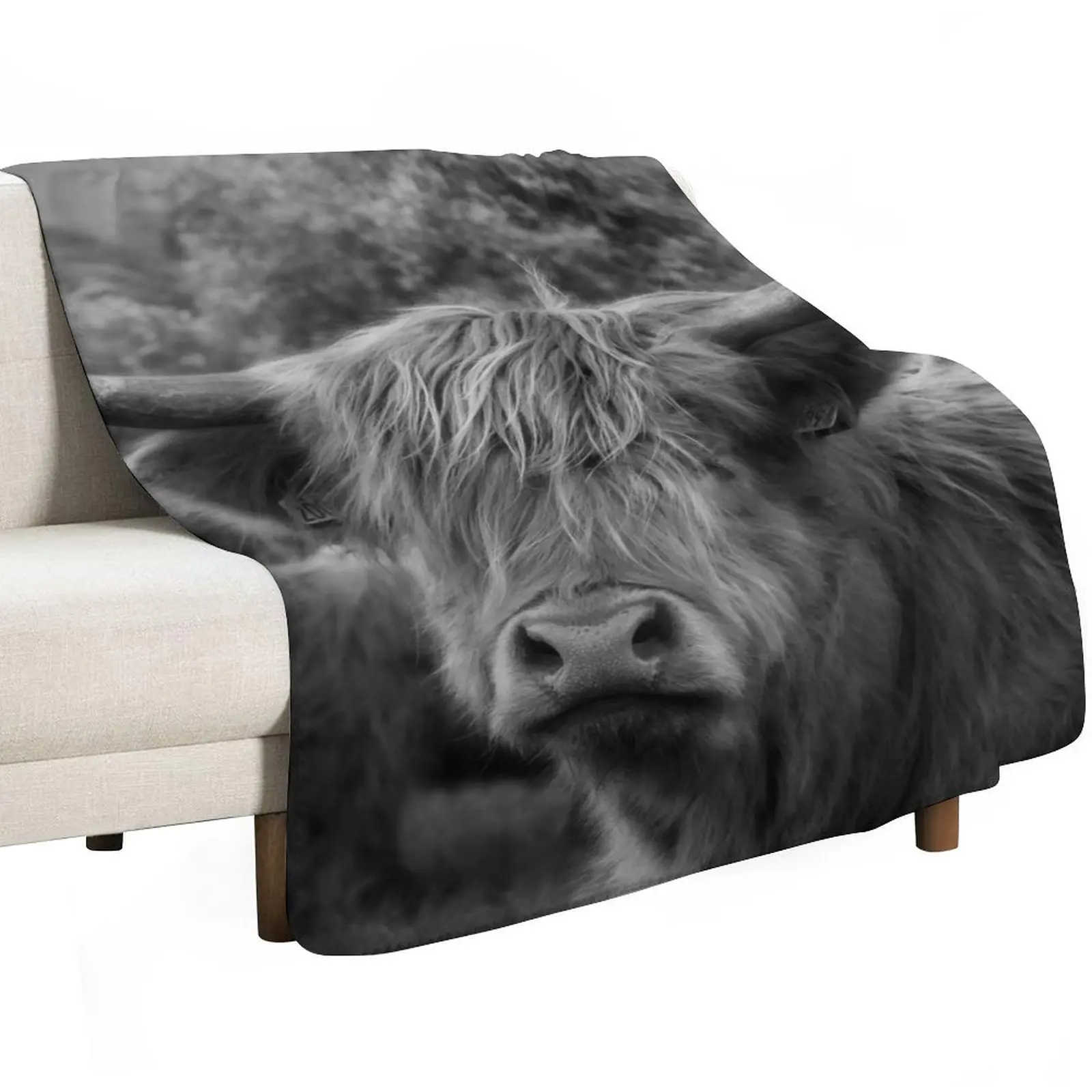 Highland Cow Throw Blanket Single Sofa Flannel Fabric Decoratives christmas decoration Kid'S Blankets