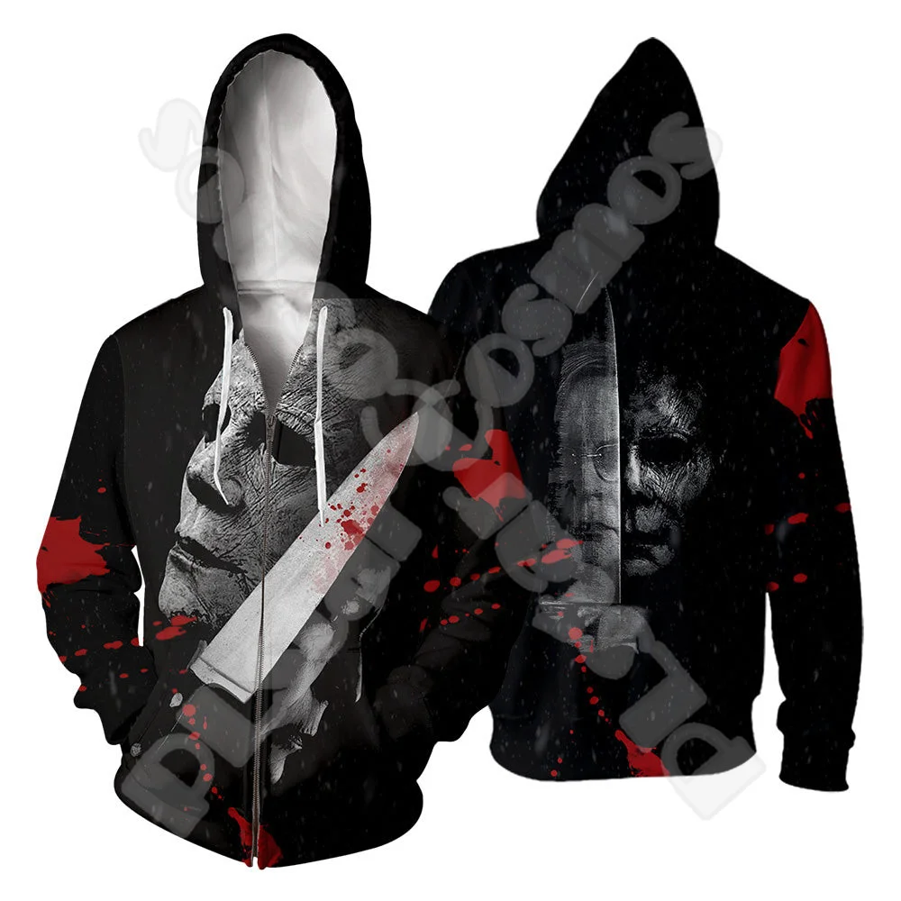 Halloween Cosplay Horror Thriller Movie Michael Myers Retro Vintage 3DPrint Pullover Harajuku Casual Funny Hoodies Jacket V9