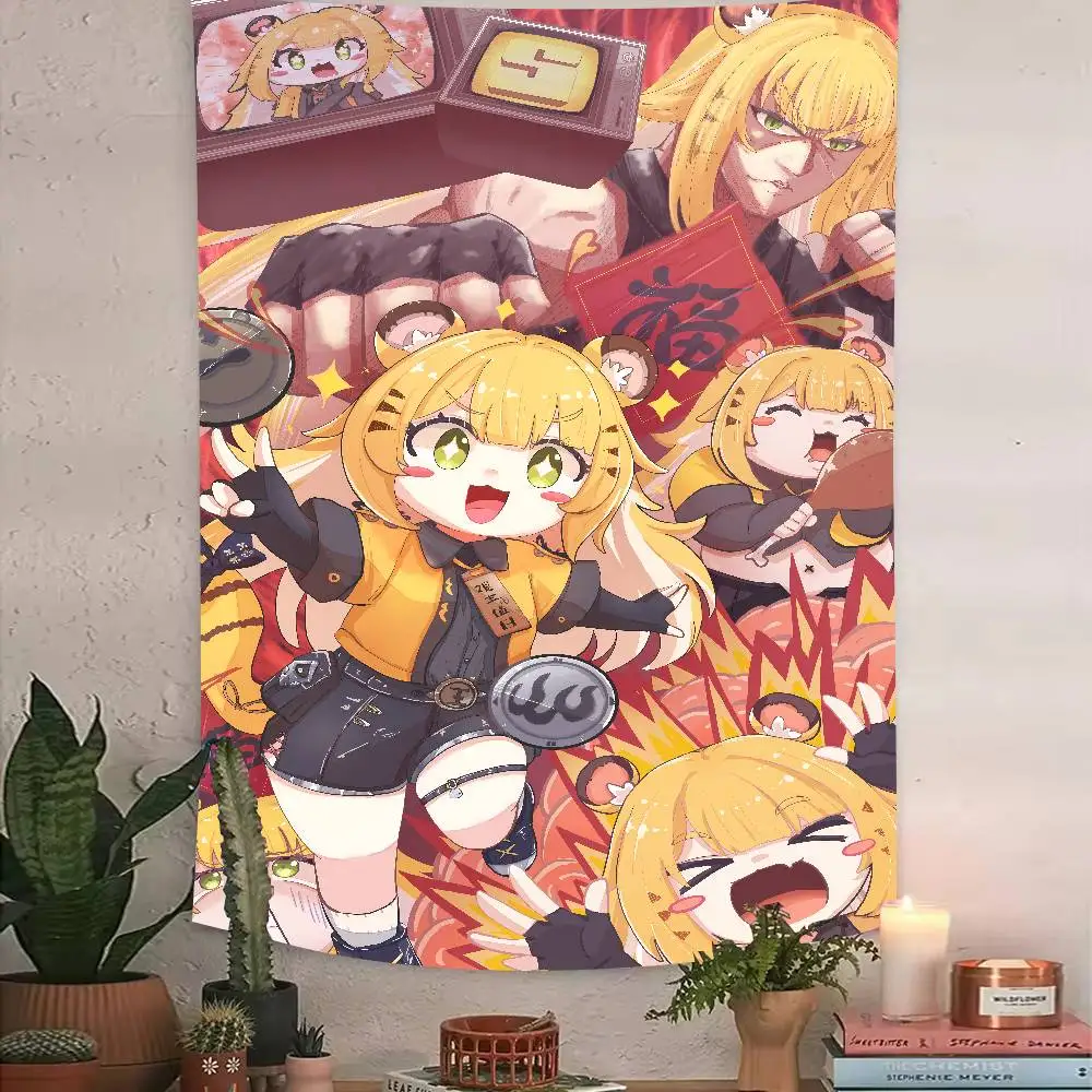 Kawaii لطيف فتاة Jufufu Zenless منطقة صفر ألعاب نسيج الجدار الشنق فن الديكور خلفية جمالية القماش عيد ميلاد Gif