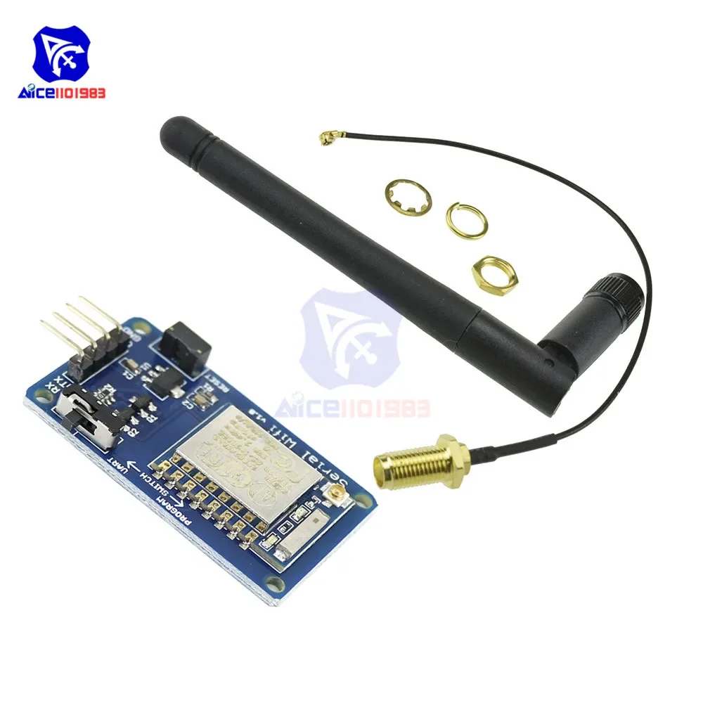 diymore ESP8266 ESP-07 WIFI Serial Transceiver Wireless Module 8N1 TTL UART Port Controller 2.4GHz IPEX Antenna for Arduino