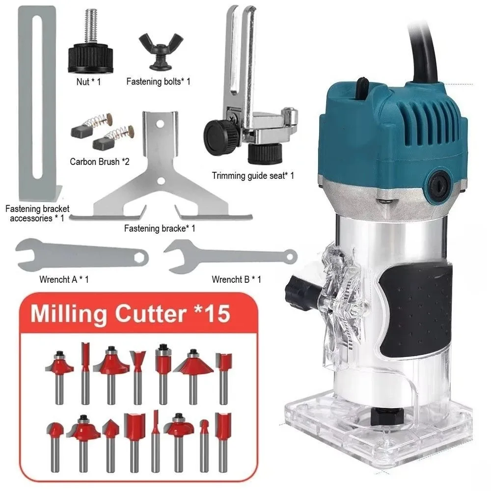 

30000RPM Electric Trimming Machine US/EU Plug 800W Wood Edge Router Trimmer Woodworking Manual Engraving
