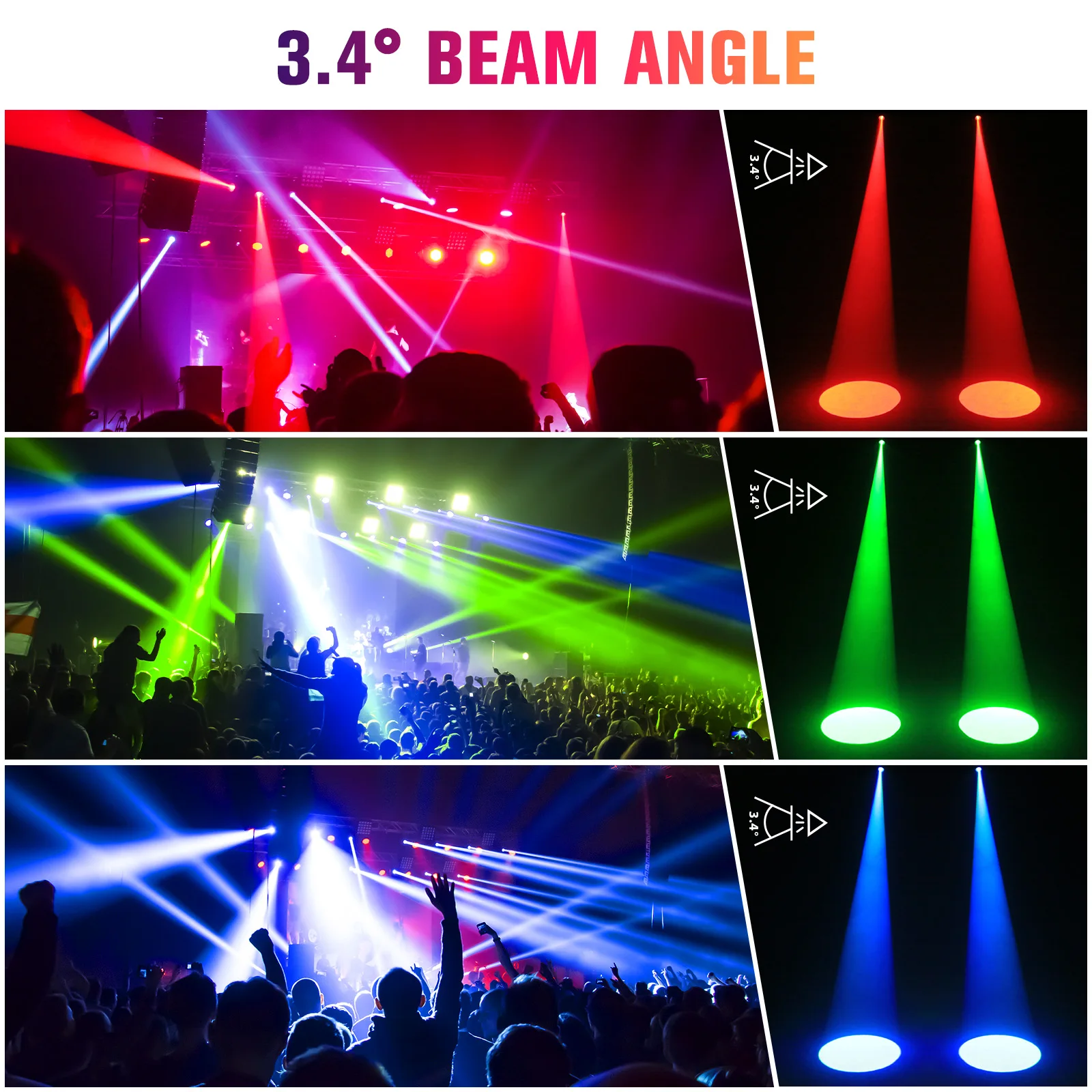 U'King 2 ชิ้น/เซ็ต 20W Pinspot ไฟ RGBW LED Beam Spotlight หรี่แสงได้ DJ Disco Stage ไฟสําหรับงานแต่งงานบาร์คลับ