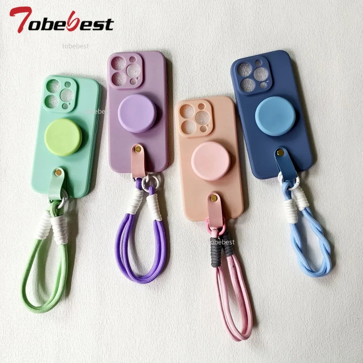 Lanyard Wrist Strap Stand Phone Holder Silicone Case for Xiaomi Redmi 14C Note 14 Pro Plus 4G 5G Cover