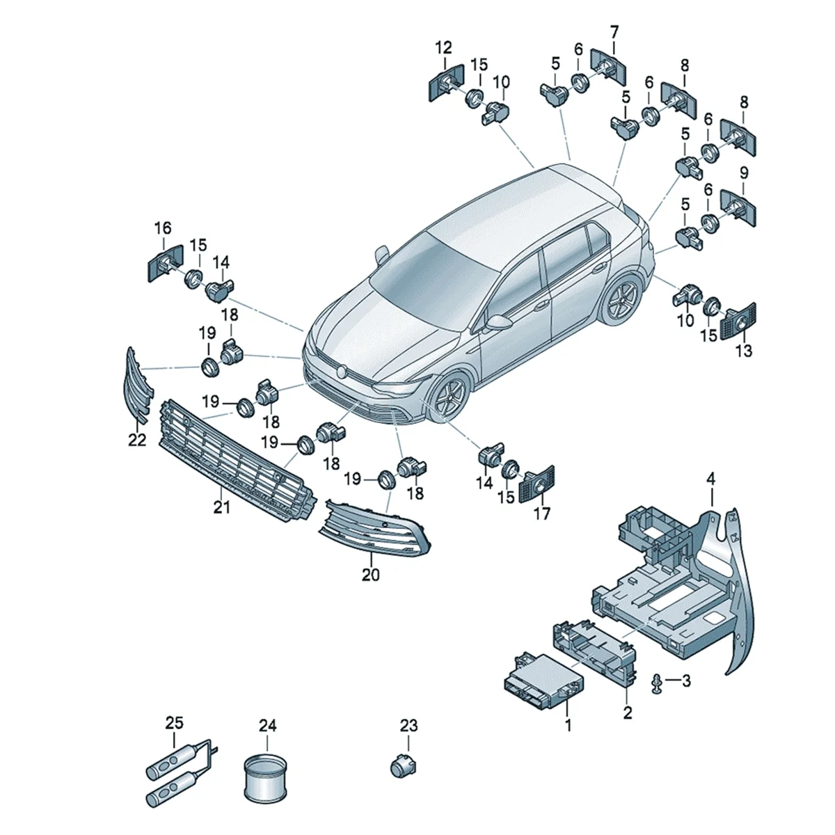 For Volkswagen Touron Skoda Octavia 2021 Automatic Parking Assist System Radar Sensor Control Unit 5WD 919 298 5WD919298