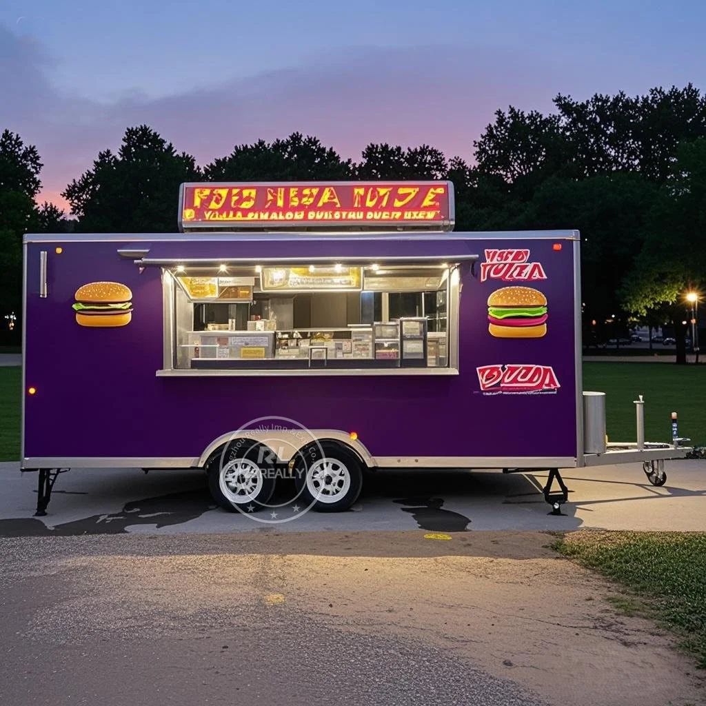Street Mobile Food Vending Cart Ice Cream BBQ Street Restaurant Customized Fully Equipments Mobile Fast Food Trailer for Sale
