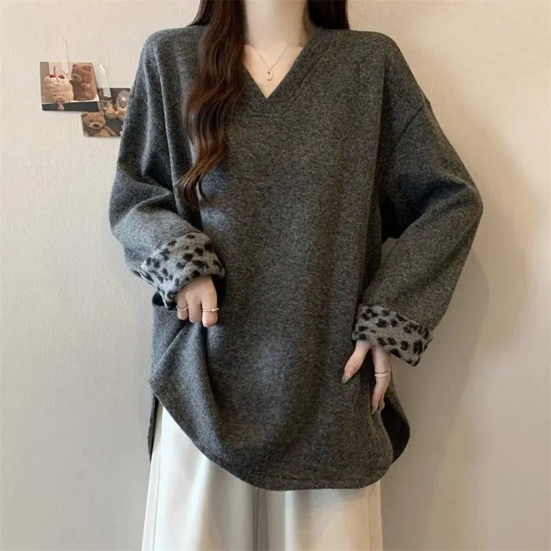 سويت شيرت Design Sense Lazy Style بأكمام طويلة للنساء، بلوزة تنحيف فضفاضة مناسبة للخريف والشتاء #3