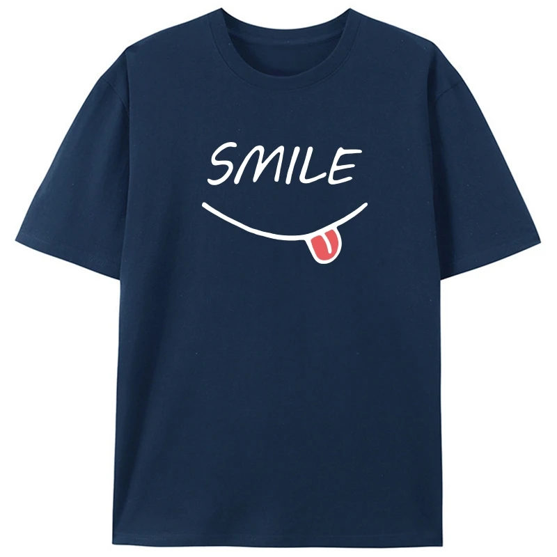 

Smile print short men black white t-shirt men tops tshirt summer shirt femme