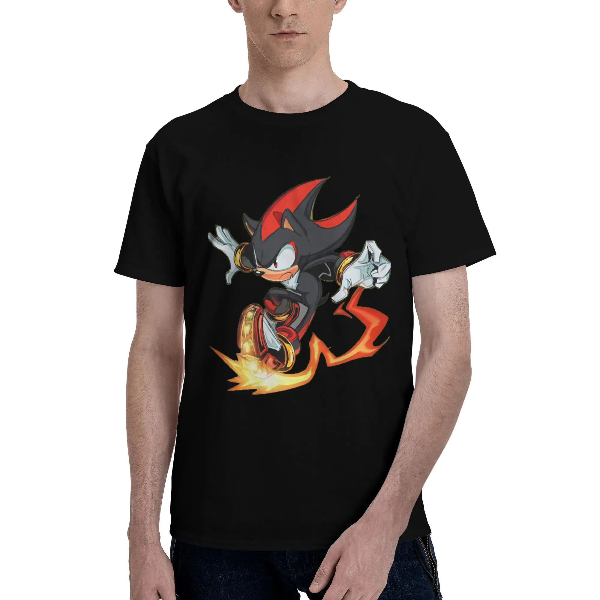 

Shadow The Hedgehog fire 100% Cotton T-Shirt Men's Funny T Shirts Men O-Neck Short Sleeve S-6XL