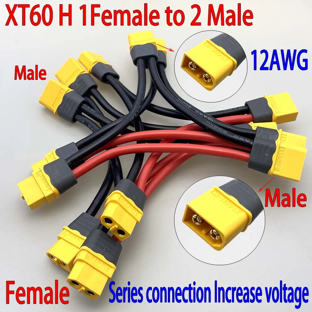 7 Stück XT90 XT60 XT30 TRX T-Stecker Stecker auf Buchse 12AWG 10AWG Batterieadapter Serie Y-Form RC Hubschrauber Verbindungskabel – Detail 2
