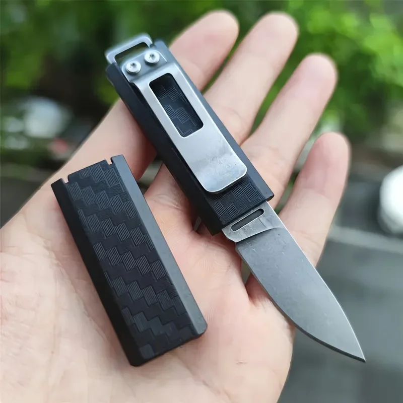 Black Small Pocket EDC Fixed Knife 5Cr15MoV Blade Glass Reinforced Nylon Handle with Sheath Ourdoor Survival Hunting Multi Tool