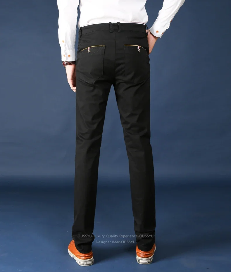Herbstliche Einfarbige Herrenhose aus Baumwolle, Schmal Geschnittene Klassische Bleistifthose, Business-Hose im Koreanischen Stil, Lässige Chino-Twill-Hose für Männer – Detail 7