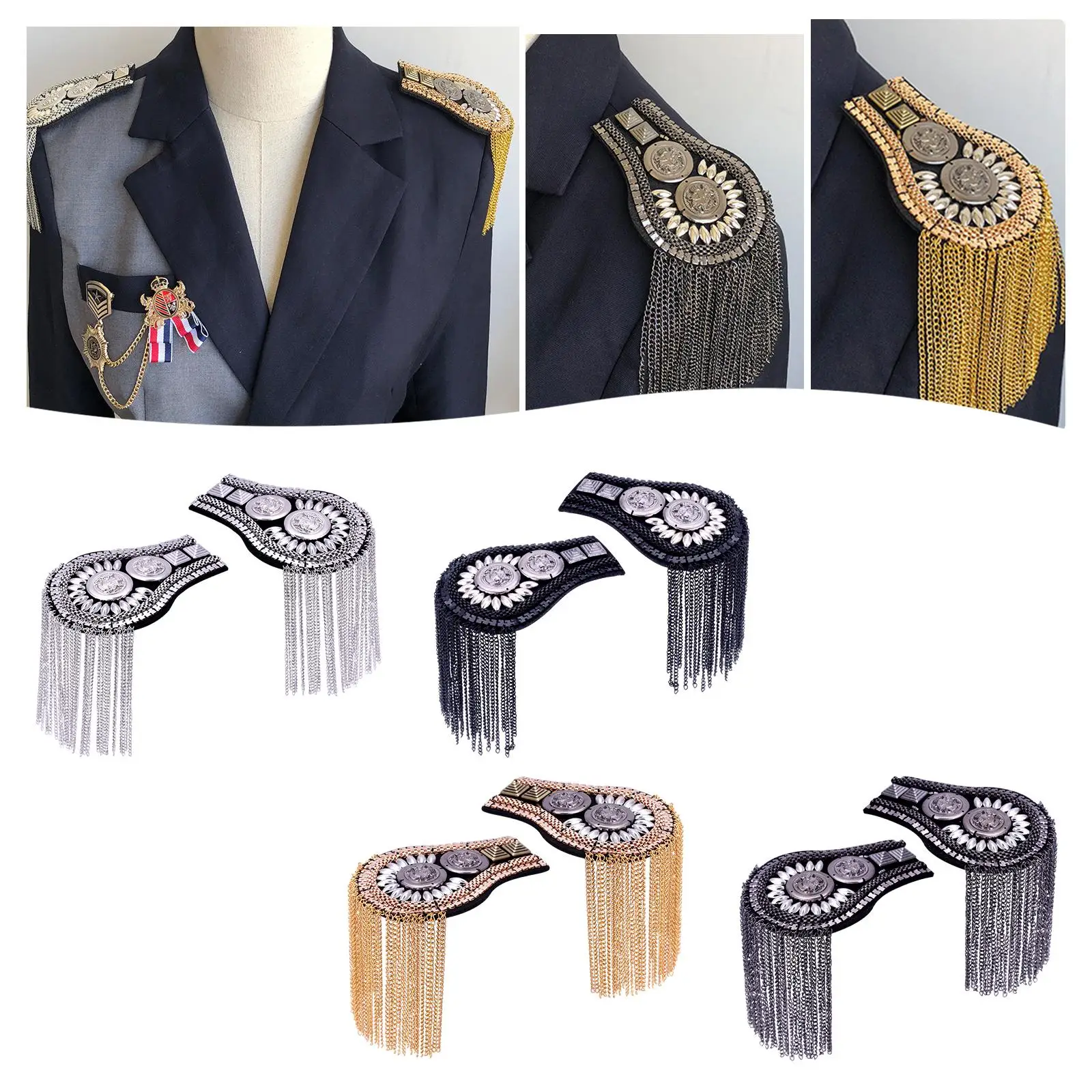 Epaulets Tassel Chain Shoulder Epaulette for Suit Clothing Accessories Women Men