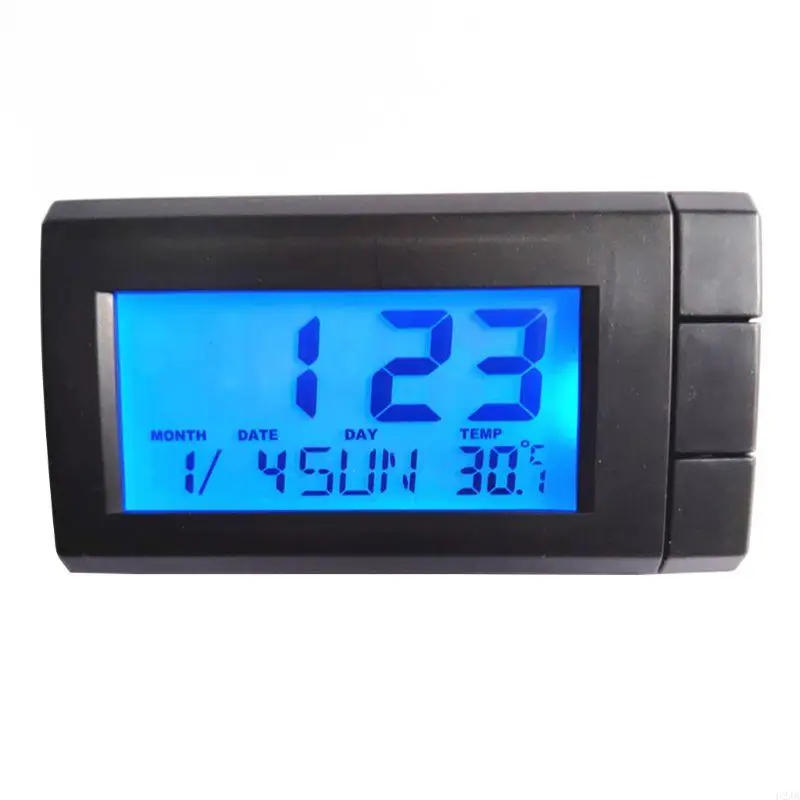 U2JA Car Thermometer Alarm Clock Automotive Interior Exterior Temperature Meter Calendar Clocks Backlight LCD Display Gauge