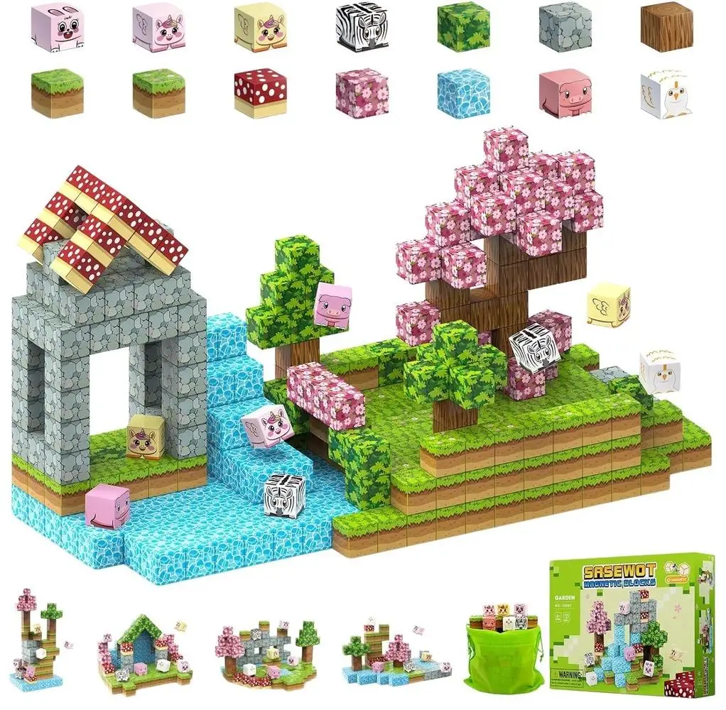 

Sakura-Themed Puzzle for Boys and Girls Aged 3-6 Children's Educational Magnetic Building Blocks Toy