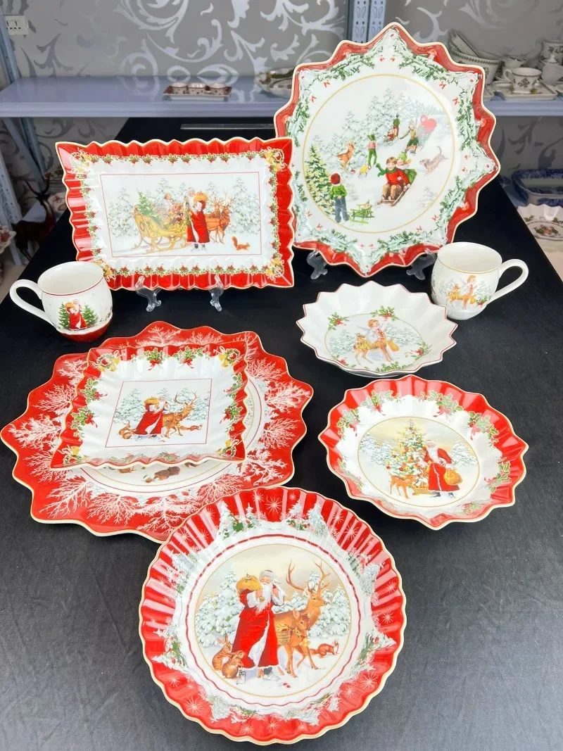 Western Cuisine Plate German V Bao Tableware Christmas Series Toy Joy Mug Bowl Salad Dish Dessert Plate  Fruit Holder