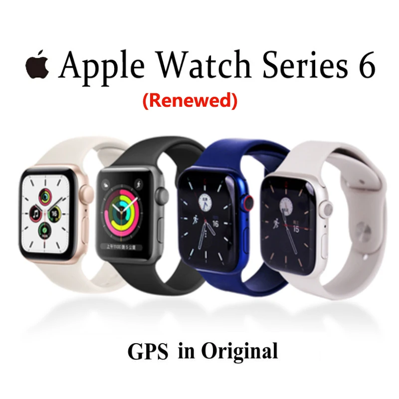 Apple Watch Series 6 GPS 40mm / 44mm Apple Watch S6 Aluminum Case with Sport Band iOS SmartWatch 100% Original (Renewed)