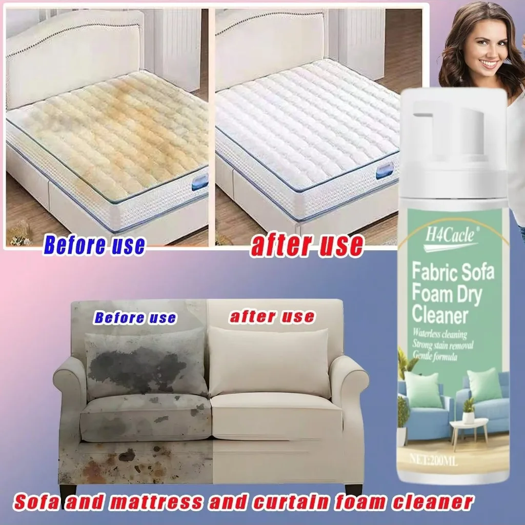 Limpiador en seco de espuma para sofá de tela, solución de limpieza multifuncional, quitamanchas de ropa para alfombras, cortinas, No se necesita agua