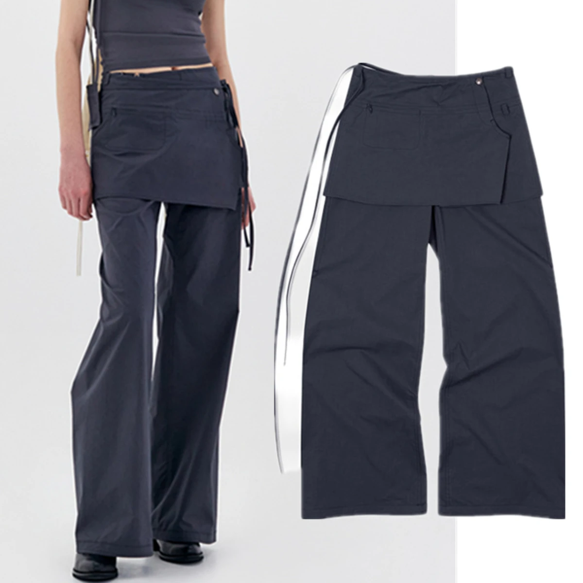 

Maxdutti Culotte High Waisted Straight Leg Casual Pants Women Fashion Minimalist Retro Design Trousers For Women