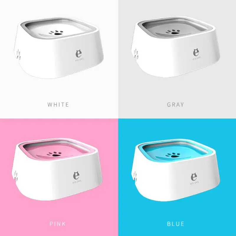 F68D Small Dog Bowls Plastic Water Feeding Bowl for Cats Splash-Proof Non-Slip Durable Pet Feeder 50Oz Dish for Kitten
