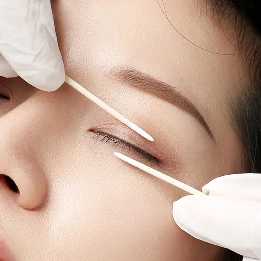 100/200/500 قطعة مسحات قطنية خشبية للاستعمال مرة واحدة طرف مزدوج الجوانب أعواد خشبية إزالة الغراء أداة ماكياج عصا نظيفة لاش ملحقاتها