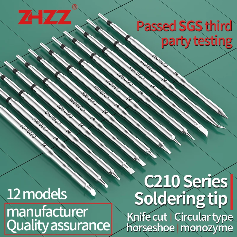 C210 Soldering Tip – Integrated Heating Core, Multi-Layer Plating, Stainless Steel, For JBC C210 & T12 Stations, SMD Repair