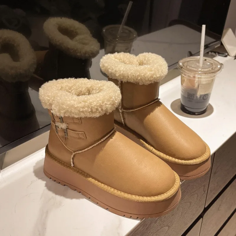 Bottes de neige chaudes et confortables en daim pour femmes, chaussures en coton pour femmes, plate-forme, fermeture éclair arrière, sports décontractés, rinçage