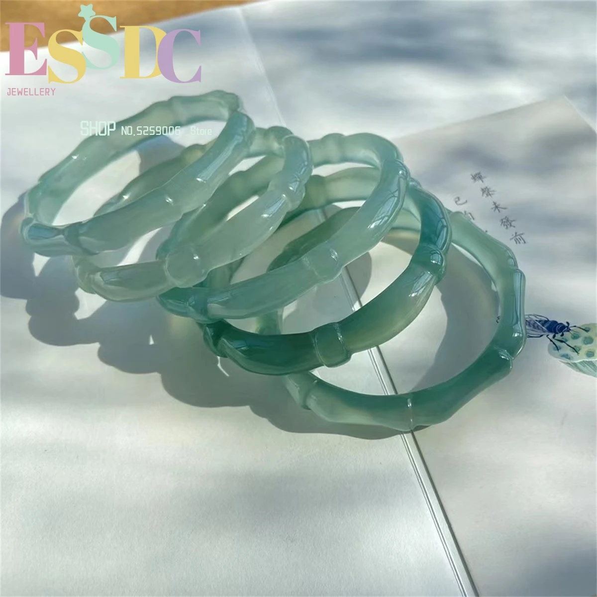 Natural Ice Transparent Agate Bracelet Bamboo Knot Lotus Root Shape Bracelet Female Literary Jade Bracelet