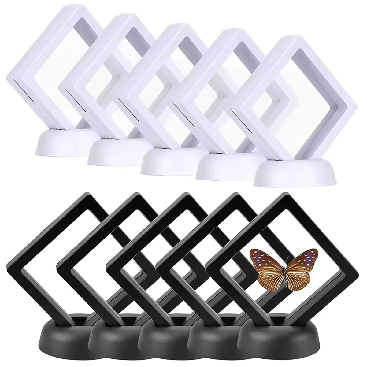 5/10 Stück Schwebende Vitrinenrahmen für Ringe, Halsketten, Ohrringe, Verpackungsboxen, Schmuck- und Münzpräsentationsständer