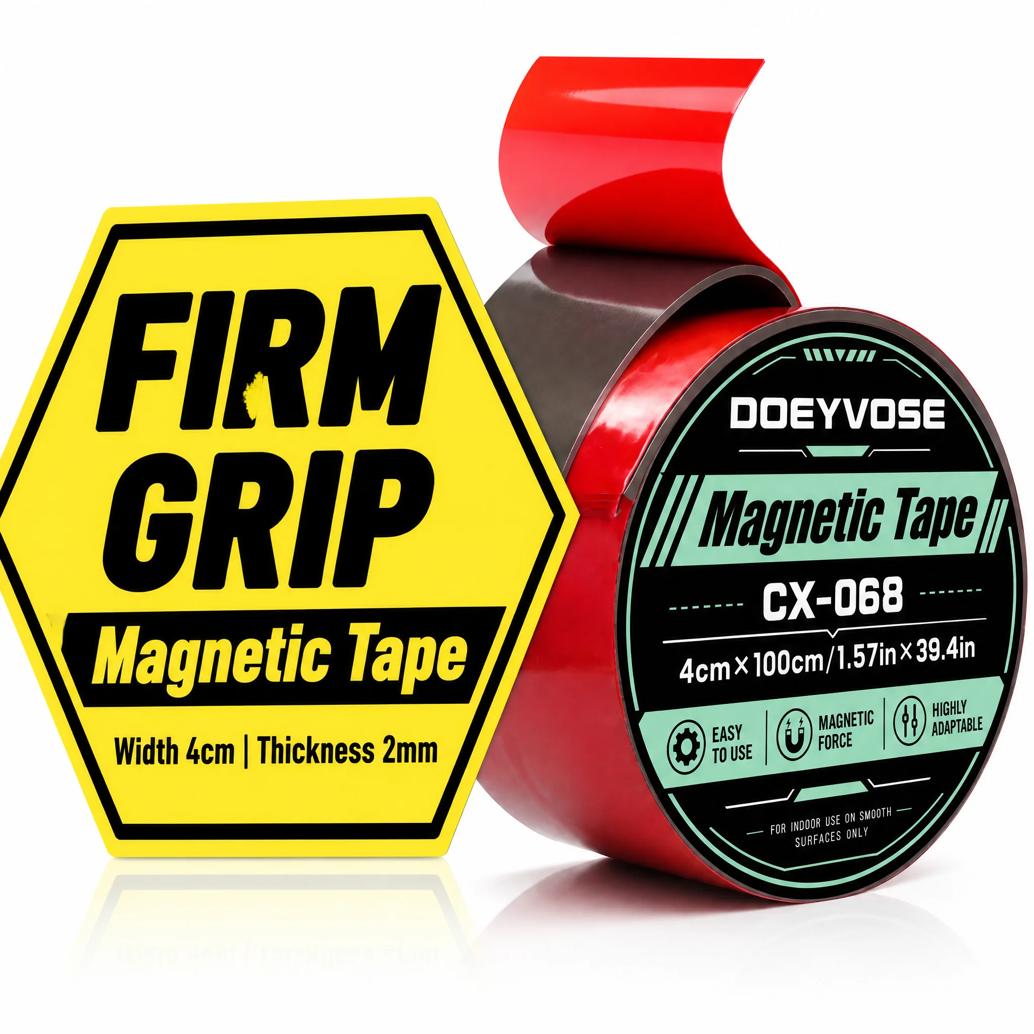 DIY Flexible Magnet Tape Roll 4cm x 2mm x 1m Self‑Sticky Magnetic Strip for Decoration