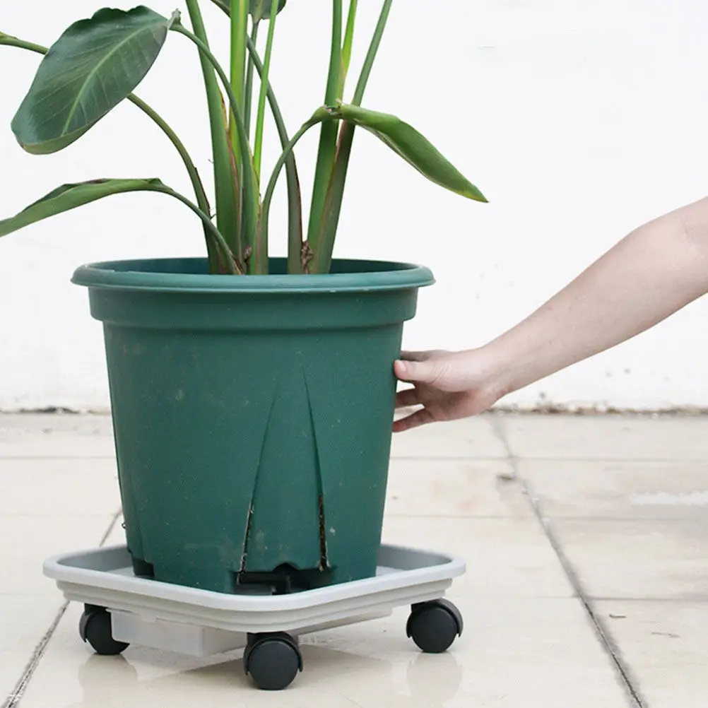 Thick Plastic Plant Pots Tray Square Type Removable Universal Wheel Flower Pots Base Tray Movable Flower Pot Rack Potted Stand