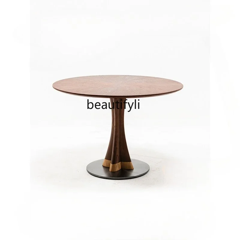 cqy Modern Retro Solid Wood Simple Dining Table Nordic Round Table for Home Use in Small Apartments