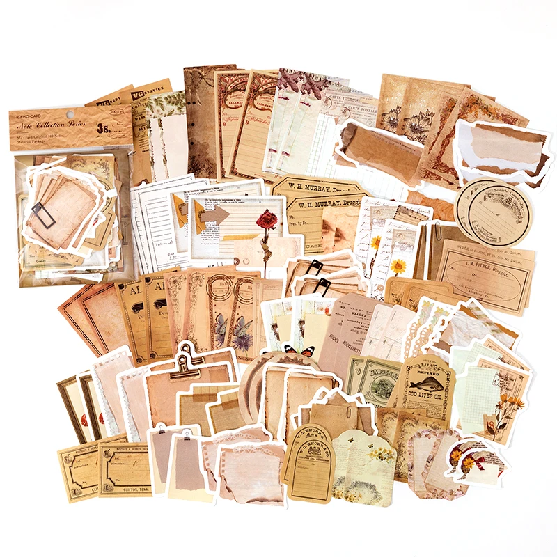 JIANQI 100 stks/pak Vintage Memo Papier Set DIY Scrapbooking Schoolbenodigdheden Decor Junk Journal Markering Briefpapier Notities Papier