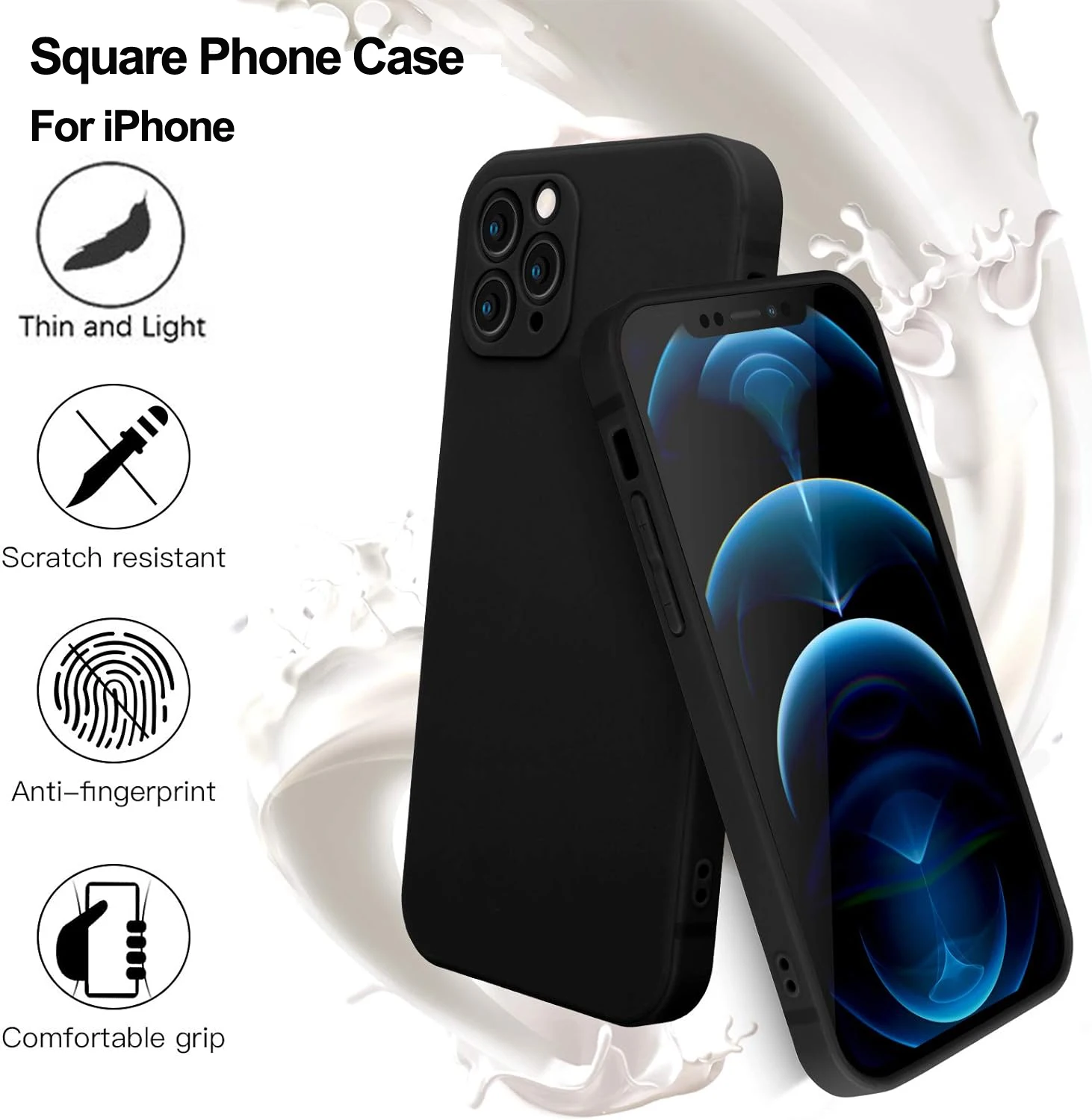 Luxury Slim Flexible Silicone Case For iPhone 15 Pro Max Soft Black case For iPhone 14 Plus 13 12 11 Pro Max SE Matte Back Cover