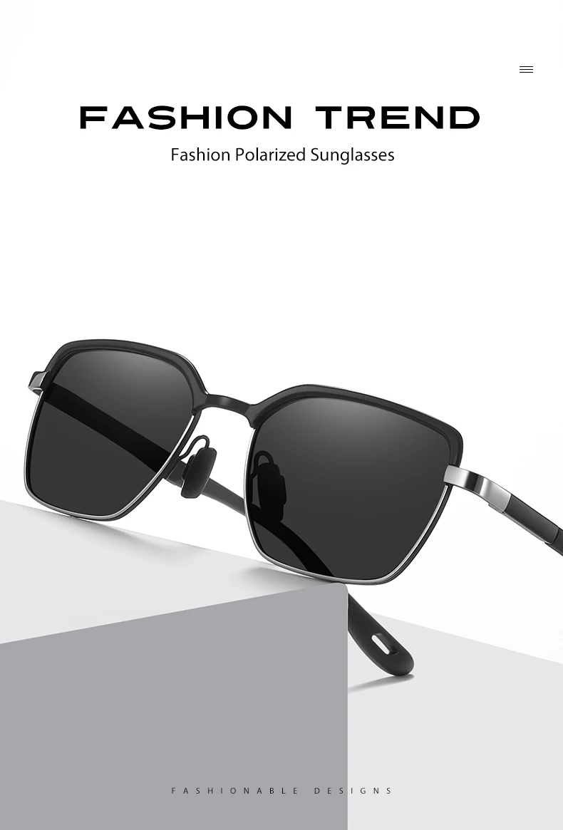 VCKA Kacamata Hitam Miopia Bisnis Persegi Kacamata Berkendara Fotochromic Terpolarisasi Pria Kacamata Resep Optik -0.50 Hingga -6.0