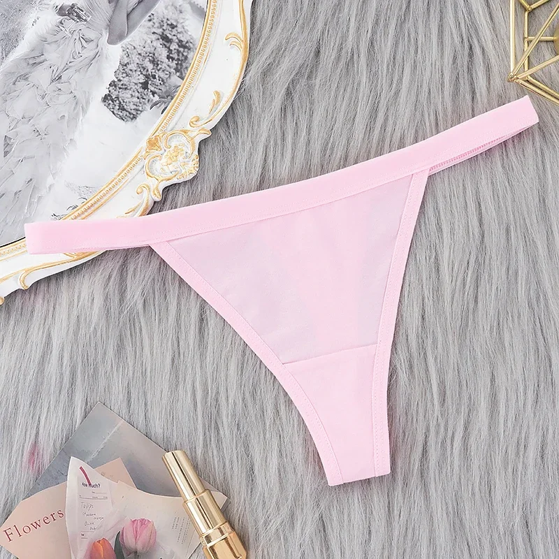 WSFSLJWDW Sexy Women Cotton G String Thongs Low Waist Seamless Panties Female Underpants Comfortable Ladies Underwear Lingerie