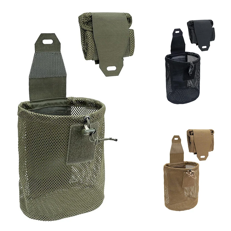 Hunting Bag Roll-Up Drawstring Mesh Dump Pouch Mini Foldable Net Pocket EDC Tactical Outdoor Sport Waist Bags EDC Storage Pocket