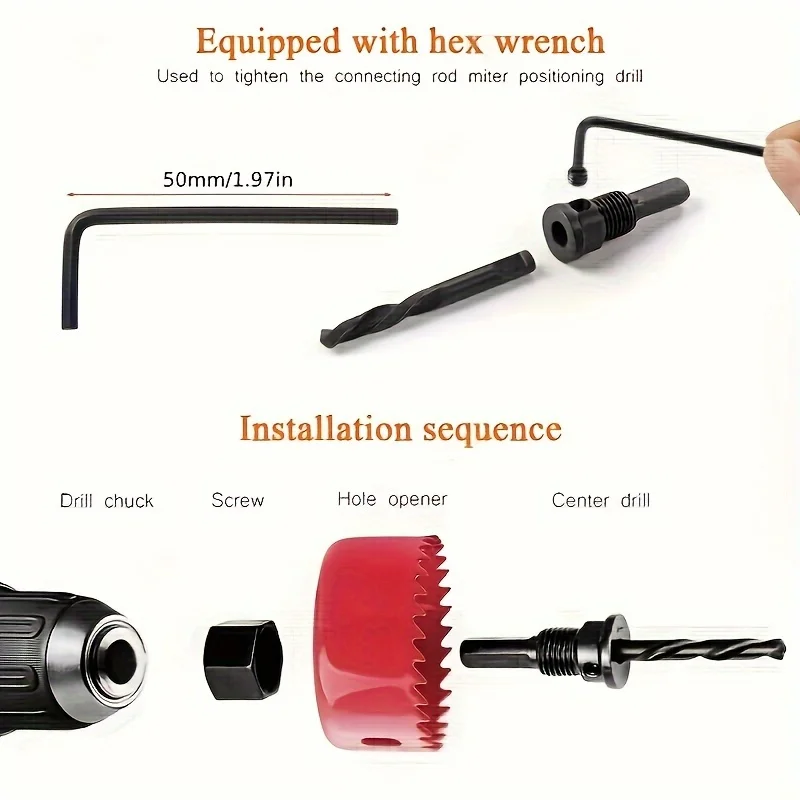 11個/18個/セット 木工用ホールソー ドリルビットセット - 三角シャンク木工用ドリルビット、木材、PVC、石膏ボード用