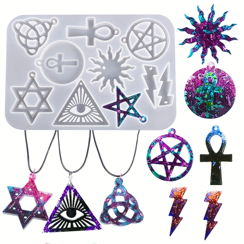 

1pc DIY Resin Mold Silicone Punk-style Necklace and Keychain Mold