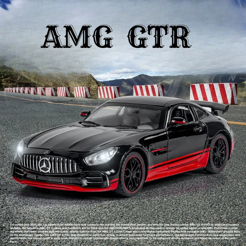 

1:24 Mercedes-Benz AMG GTR Sports Alloy Car Model Metal Children Diecast Toy Car Simulation Sound & Light Gift For Boy A84