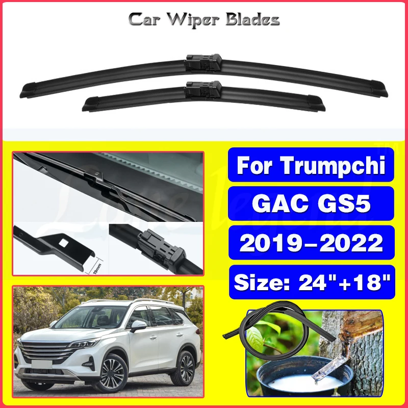 

Car Wiper LHD Front Wiper Blades For Trumpchi GAC GS5 2019 2020 2021 2022 Windshield Windscreen Window Rain Brushes 24"+18"