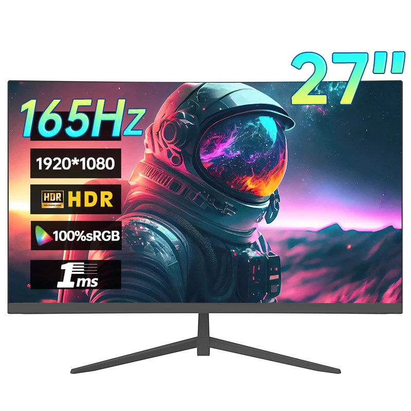 27 Inch 1080P 165Hz Desktop Monitor 1920*1080 100%SRGB 1MS Freesync Game Computer Display IPS VA Curved Straight Screen HDMI/DP