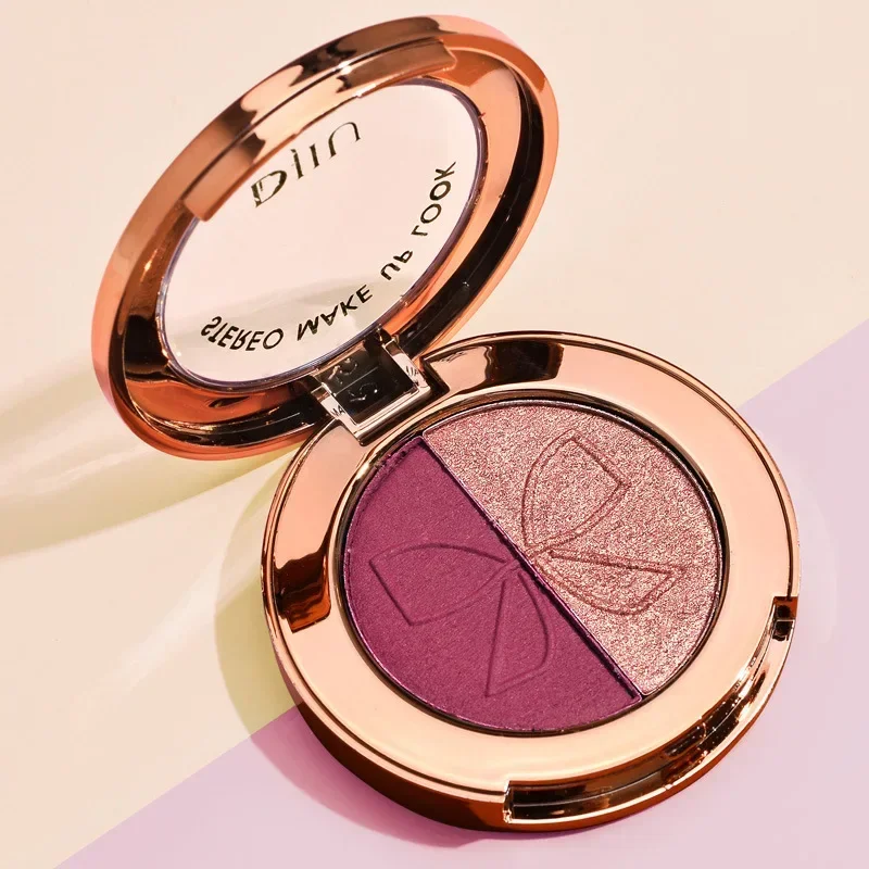 Neutral Earthy Dual Eyeshadow Palette Matte Shimmer Gold Glitter Shades Compact Travel-Friendly Design for Easy Application