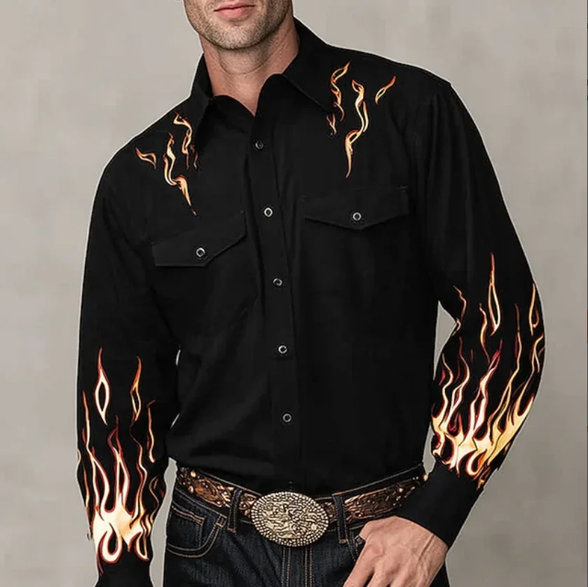 Christmas Theme Men Casual Long Sleeve 3D Star Printed Street Party Long Sleeve Soft and Comfortable Shirt Santa Hot Sale