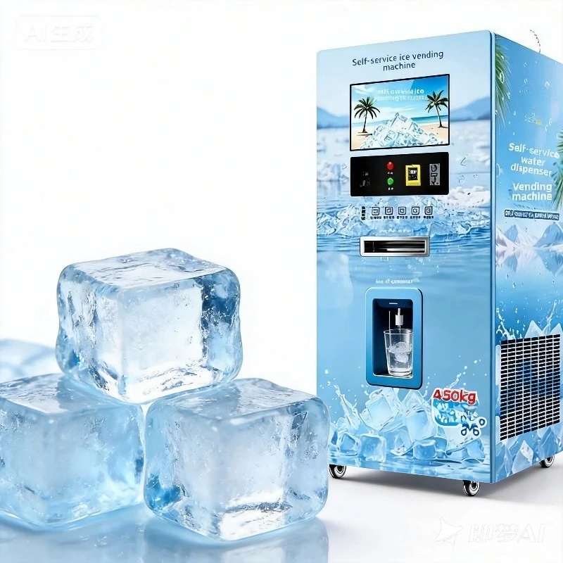 Bagged bulk ice cube vending machine Commercial vending machine, can sell 500 kg per day, touch screen, low price
